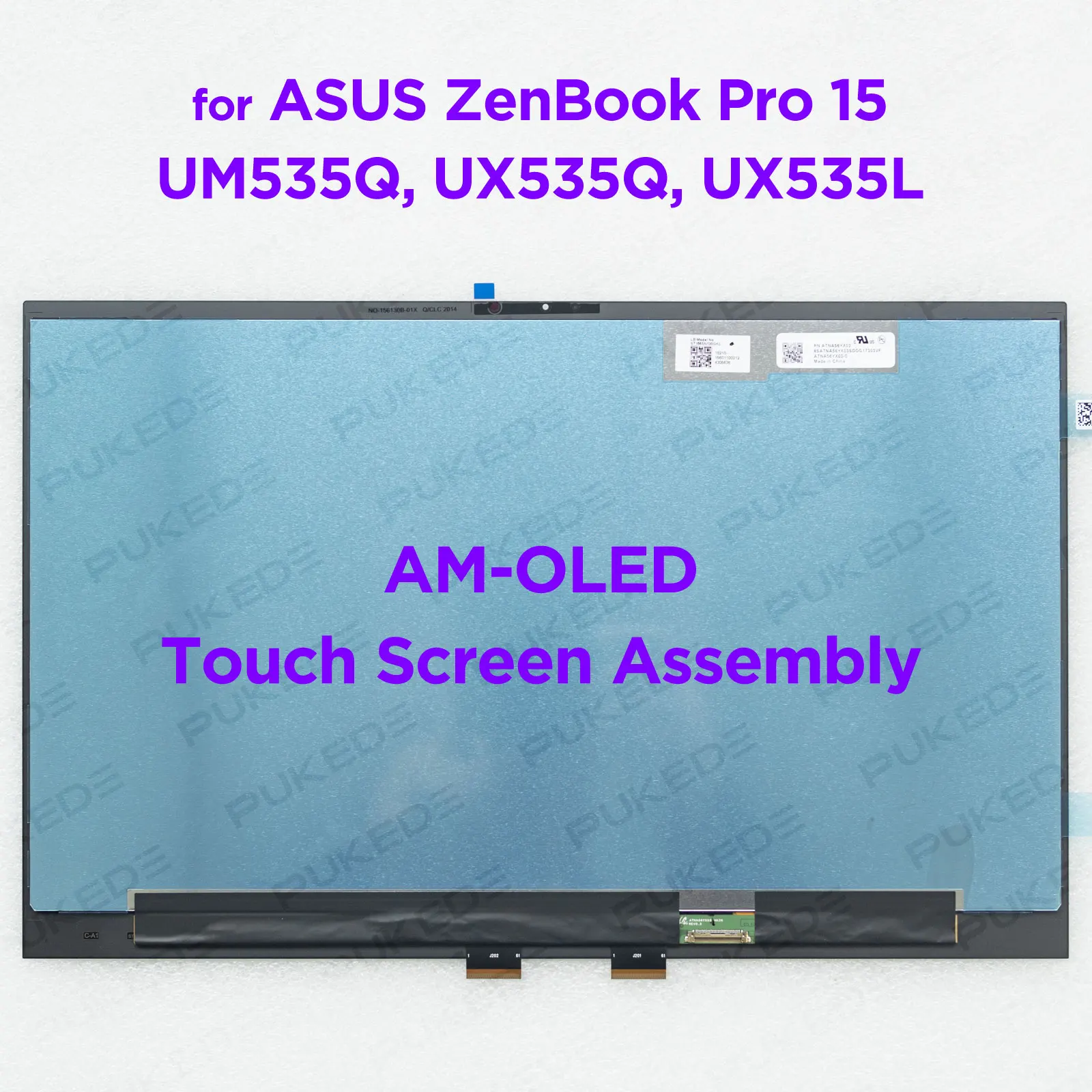 15.6-inch Laptop LCD Touch Screen Assembly AM-OLED ATNA56YX03-0 for ZenBook Pro 15 UX535Q UX535L UM535Q 18210-15601100212