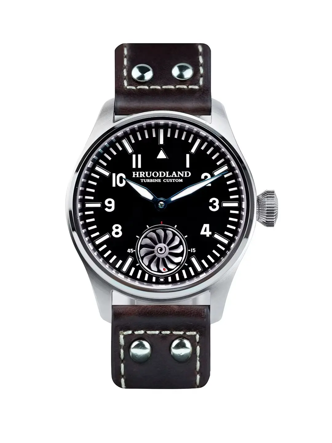 Hruodland 43mm Pilot Men's Manual Mechanical Watch Sapphire Crystal BGW-9 Night Light Turbine Retro Waterproof 5Bar Reloj Hombre