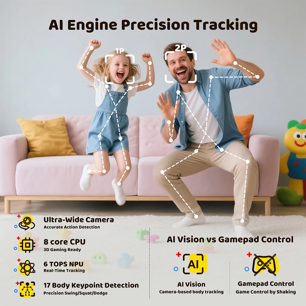 KINHANK MotionX Aktives Spielsystem für Kinder & Familien Videospielkonsole mit Daueraufrüstungen Kinderspielzeug für Indoor-Körperaktivität – Detail 7