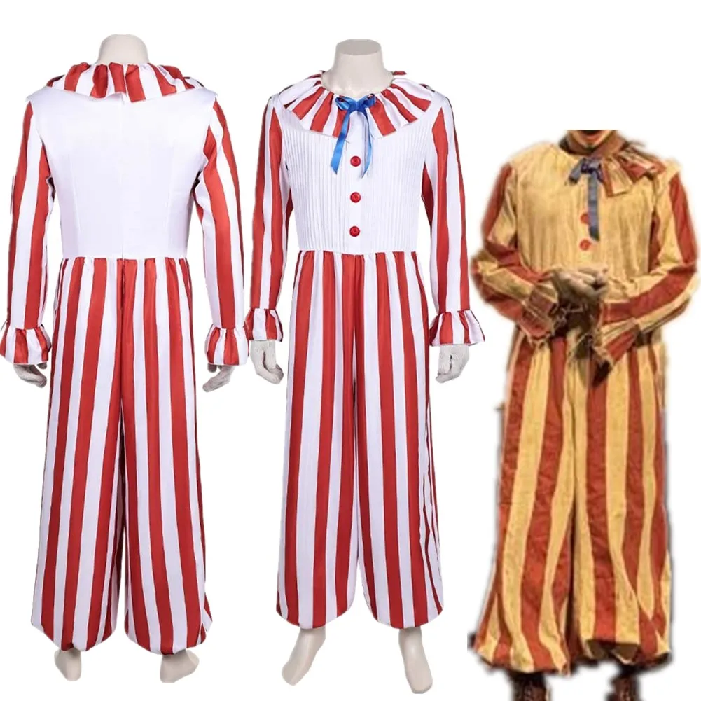 

Men Clown Jumpsuit Disguise in A Cornfield Gloves Flando the Clown Cosplay Costume Outfits Halloween Carnival Adult Suit