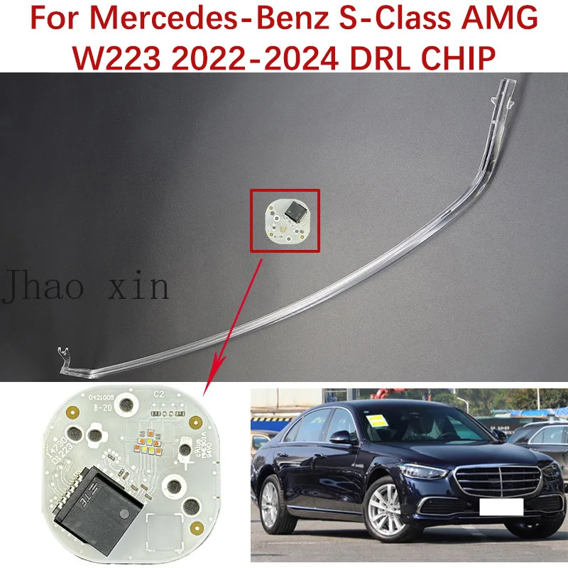 For Mercedes-Benz S-Class AMG W223 2022-2024 S450 S500 White Light Car Headlights DRL CHIP Tube Ballast Angel Eyes Circuit Board