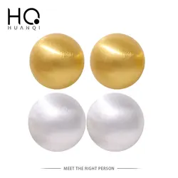 HUANQI Retro Crinkle Large Round Ball Gold Color Silver Color Stud Earrings Elegant Japanese Korean Jewelry 2022 New For Women
