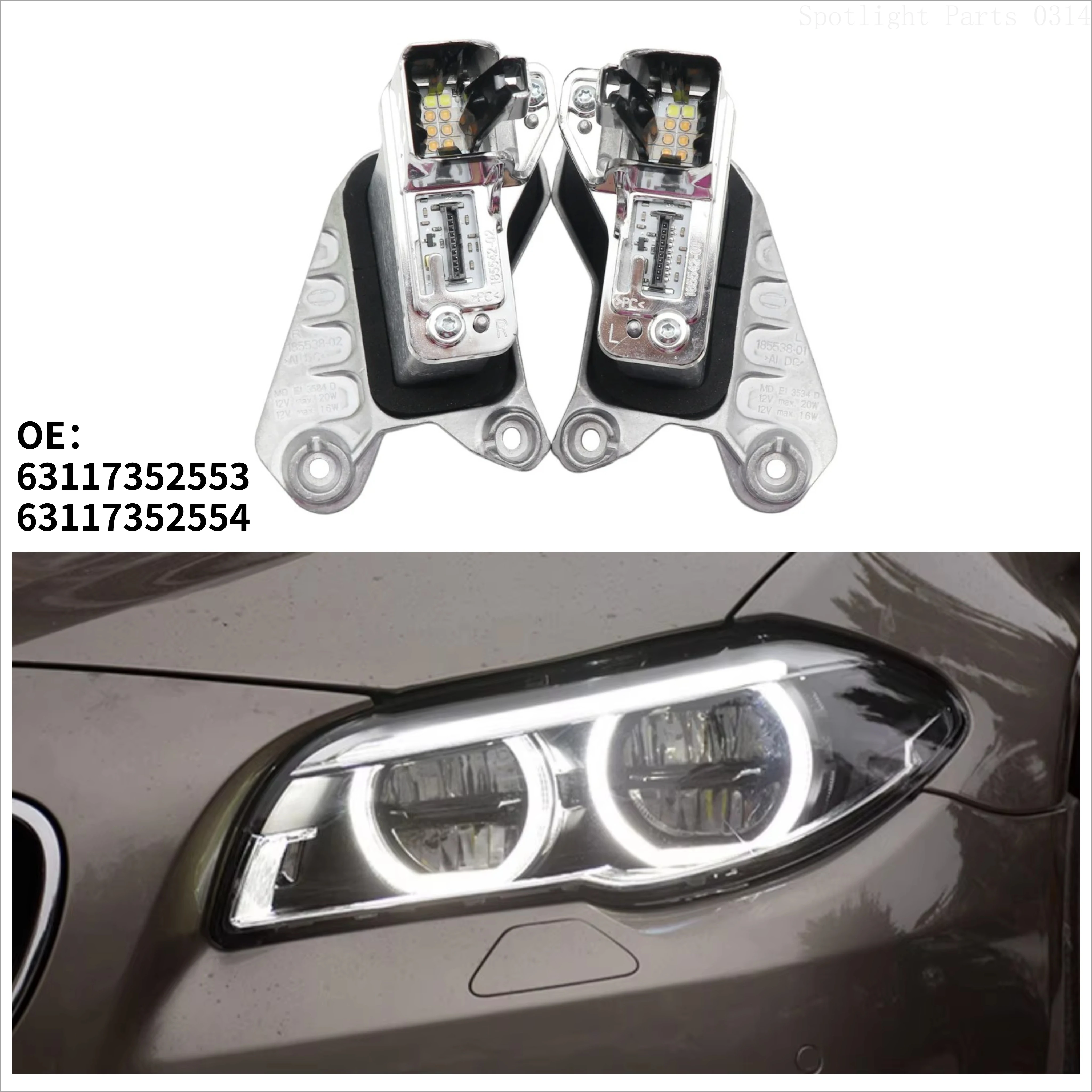 

For 2013-2018 BMW 5 Series F10 F11 F18 LCI Full LED Angel Eyes Headlight Turn Signal Light Module OE 63117352553 63117352554