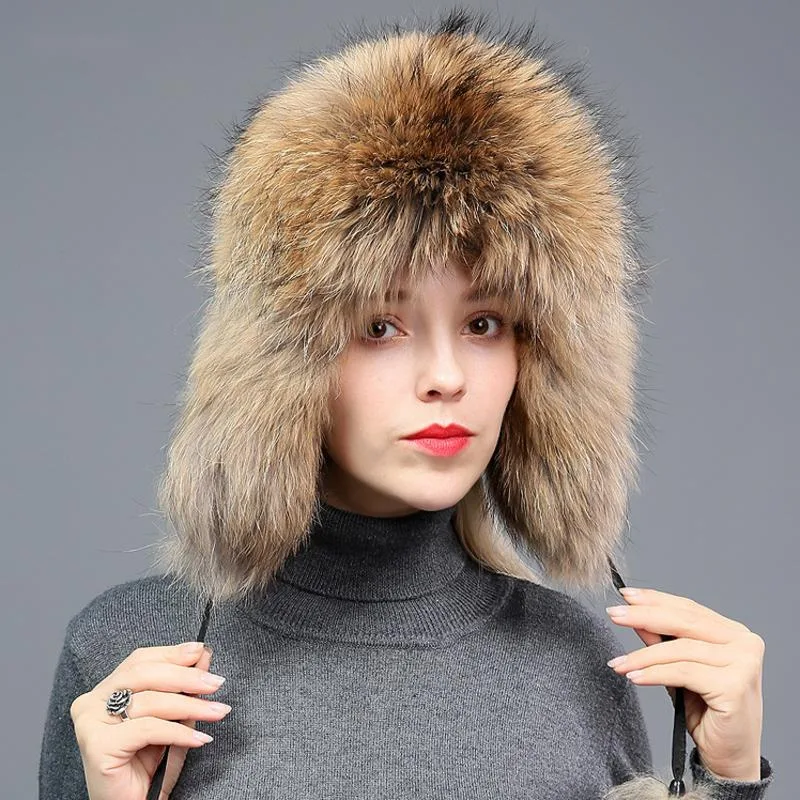 Winter Real Fox Fur Hat Lei Feng Hat Warm Ear Protector Fur Hat Women Thickened Adjustable Fur Caps Natural Fox Fur Women's Hats