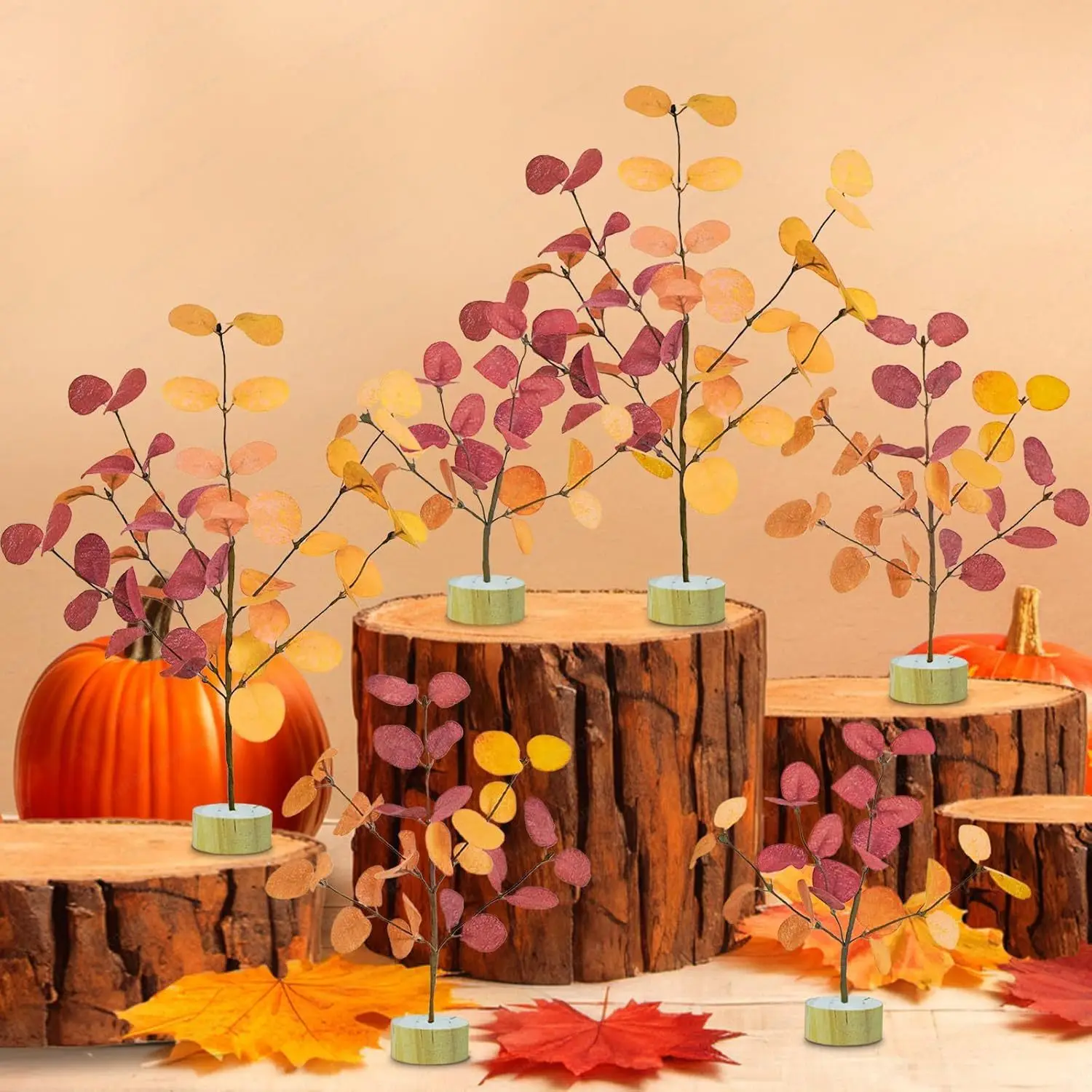 Christmas two-color desktop ornament Christmas tree mini tree decoration Harvest Festival pumpkin maple leaf decoration
