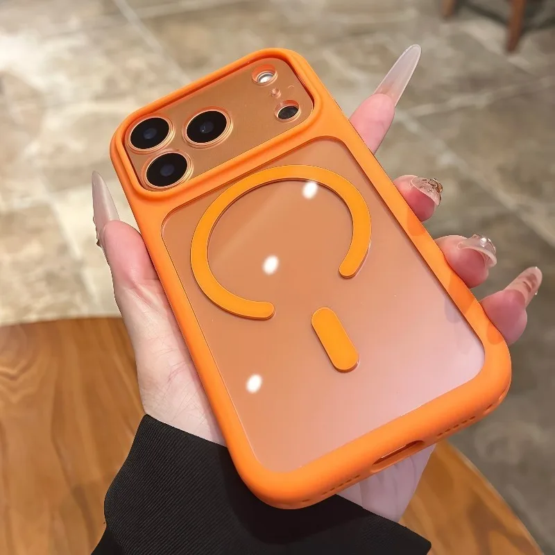 HOCE فاخر واضح المغناطيسي ل Magsafe حافظة آيفون 17 برو ماكس 17 الهواء غرامة حفرة لينة الوفير للصدمات غطاء شحن لاسلكي