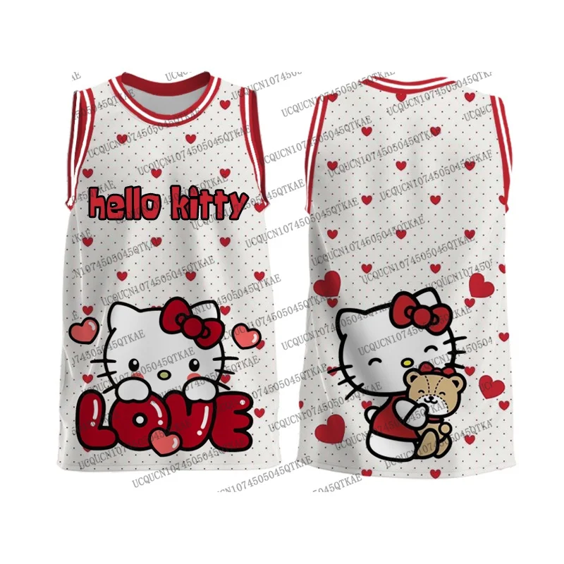 

Новинка 2025 года, специальное издание Hello Kitty, жилет с круглым воротником, летний тренировочный трикотаж для мужчин и женщин, спортивная футболка без рукавов большого размера, топ