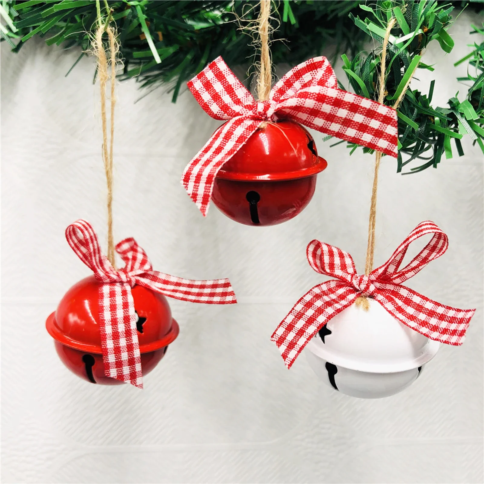 Christmas Bell Gift Bow Cute Decor Pendants Exquisite Twine Pendant Iron Round Bells