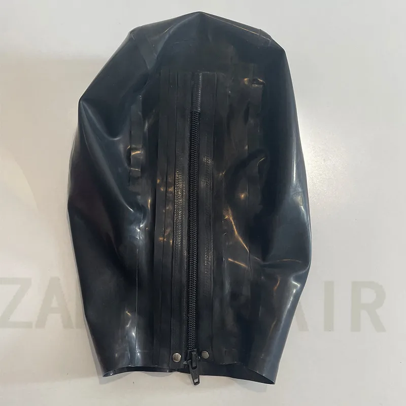 Lingerie Sexy exotique faite à la main, visage blanc, fermeture éclair au dos, masque à capuche dramatique en Latex, taille personnalisée, uniforme de fête, Costume Zentai