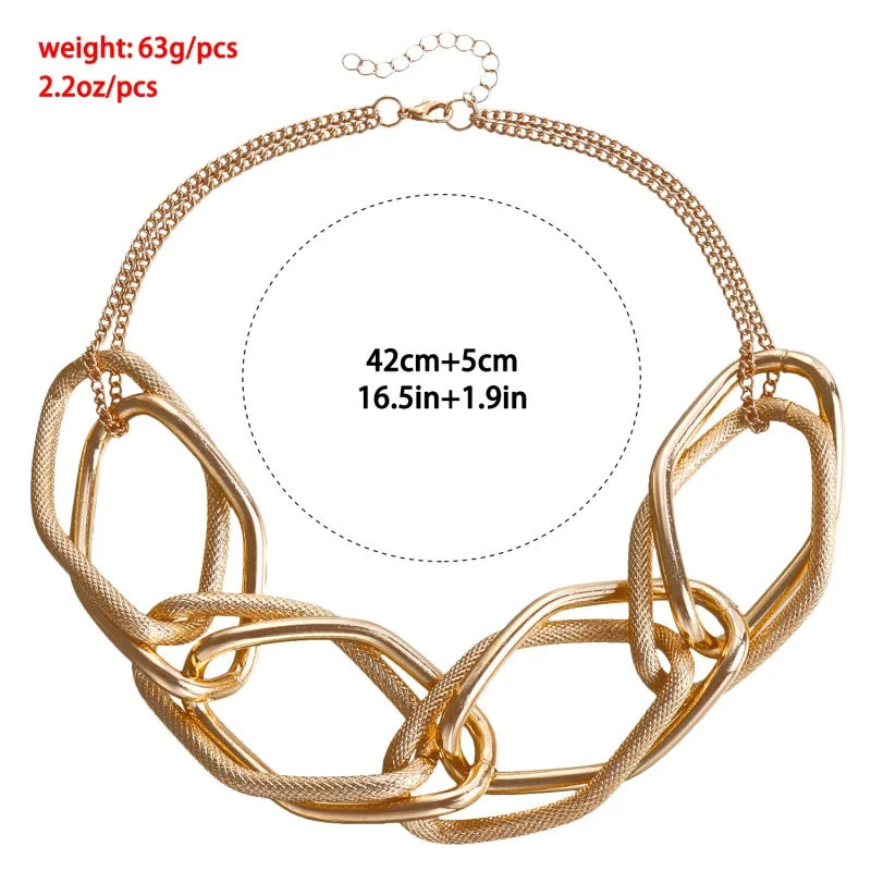 European And American Necklace Geometric Exaggerated Chain Hip Hop Cool Thick Straps Ornament