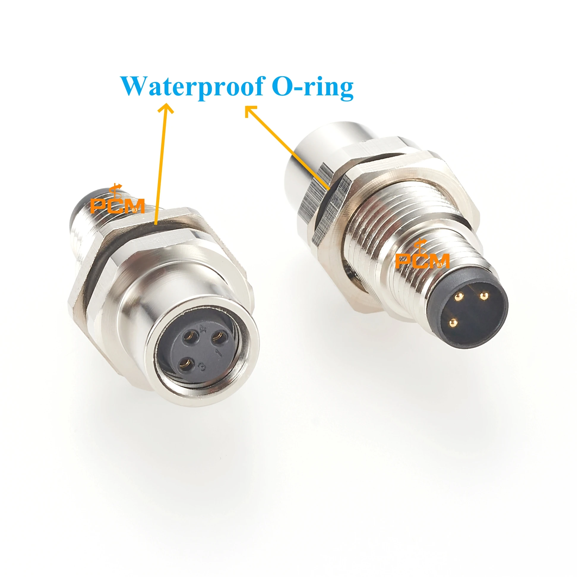 Industrial Waterproof Bulkhead Sensor M8 3Pin Feed Through Connector Male to Female Shielded Metal Shell Panel Mount Adapter