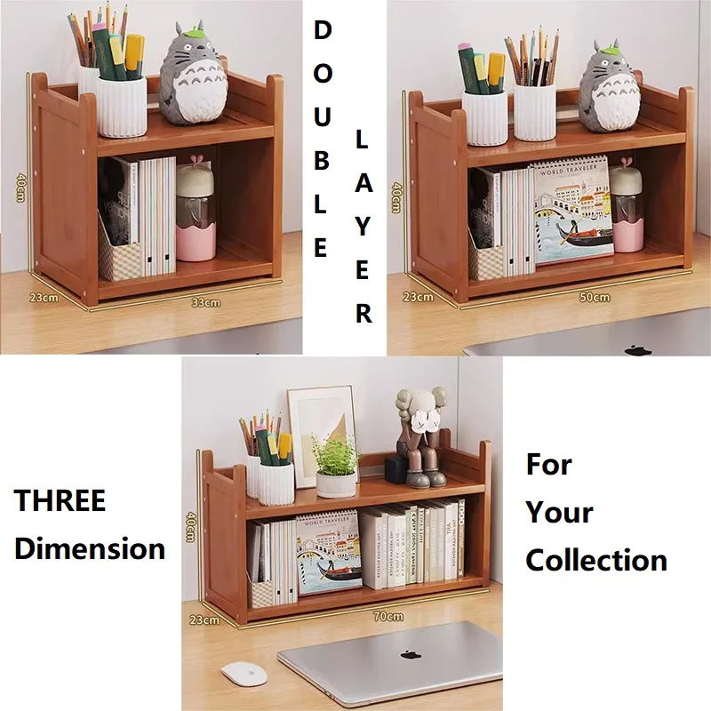 desk stand storage racks bamboo wooden furniture small double bookshelves office shelf for book magazine ECO-friendly