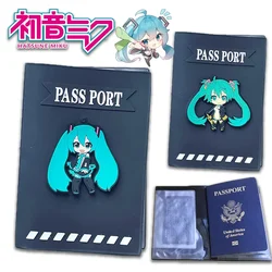 Hatsune Miku etui na paszport Kawaii przenośny pokrowiec na paszport podróże figurka Anime uroczy identyfikator podróży student posiadacz karty uwierzytelnialnej