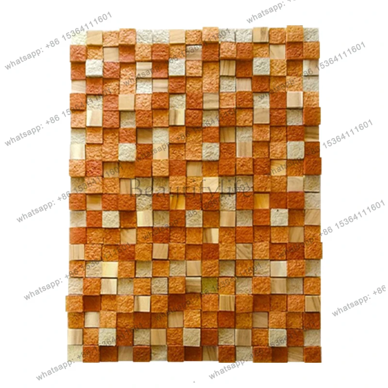 

Modern Creative Entrance Relief Decorative Painting 3D Three-Dimensional Wooden Block Background Painting