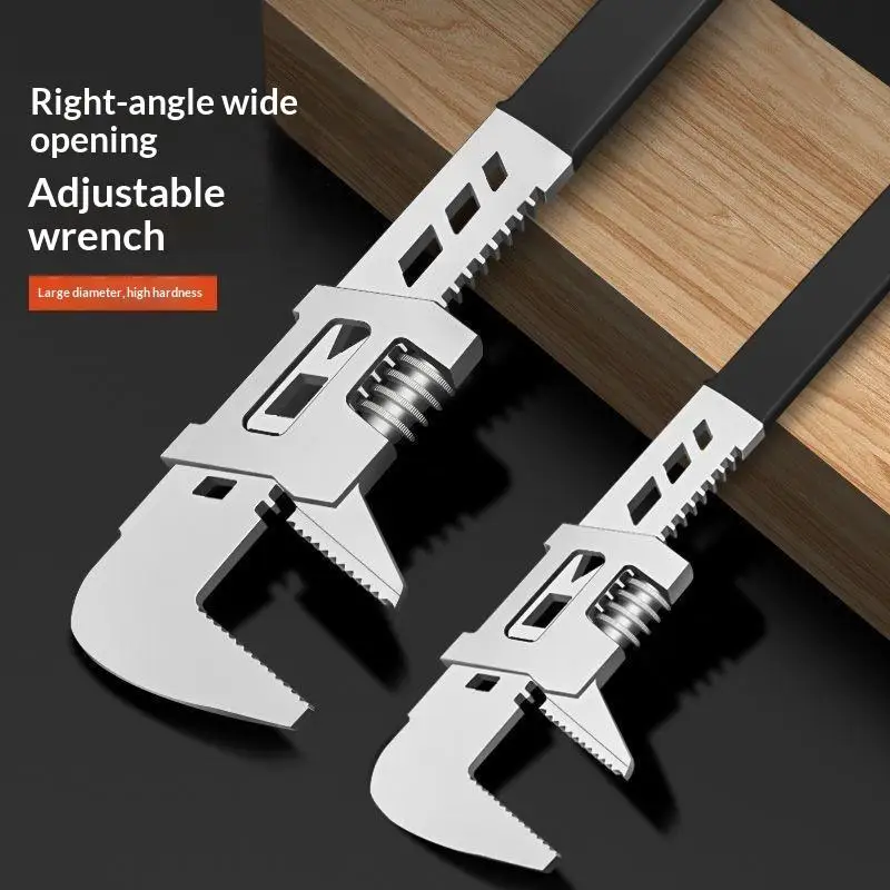 New Sale-1Pc Adjustable F Type Right Angle Spanner Wide Movable Jaw Pipe Wrench Multifunctional Plumbing Repair Hand Tool