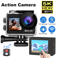 Action Camera 5K 4K 60FPS WiFi EIS Dual IPS Screen 170° Wide Angle 30m Waterproof Sport Camera with Remote Control & Accessory