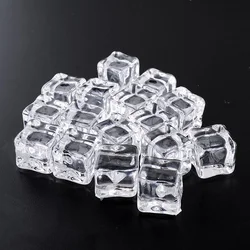 16Pcs Fake Ice Cubes Reusable Artificial Clear Acrylic Crystal Cubes Whisky Drinks Display Photography Props Wedding Party Decor