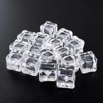 16Pcs Gefälschte Eiswürfel Reusable Künstliche Klar Acryl Kristall Würfel Whisky Getränke Display Fotografie Requisiten Hochzeit Party Decor