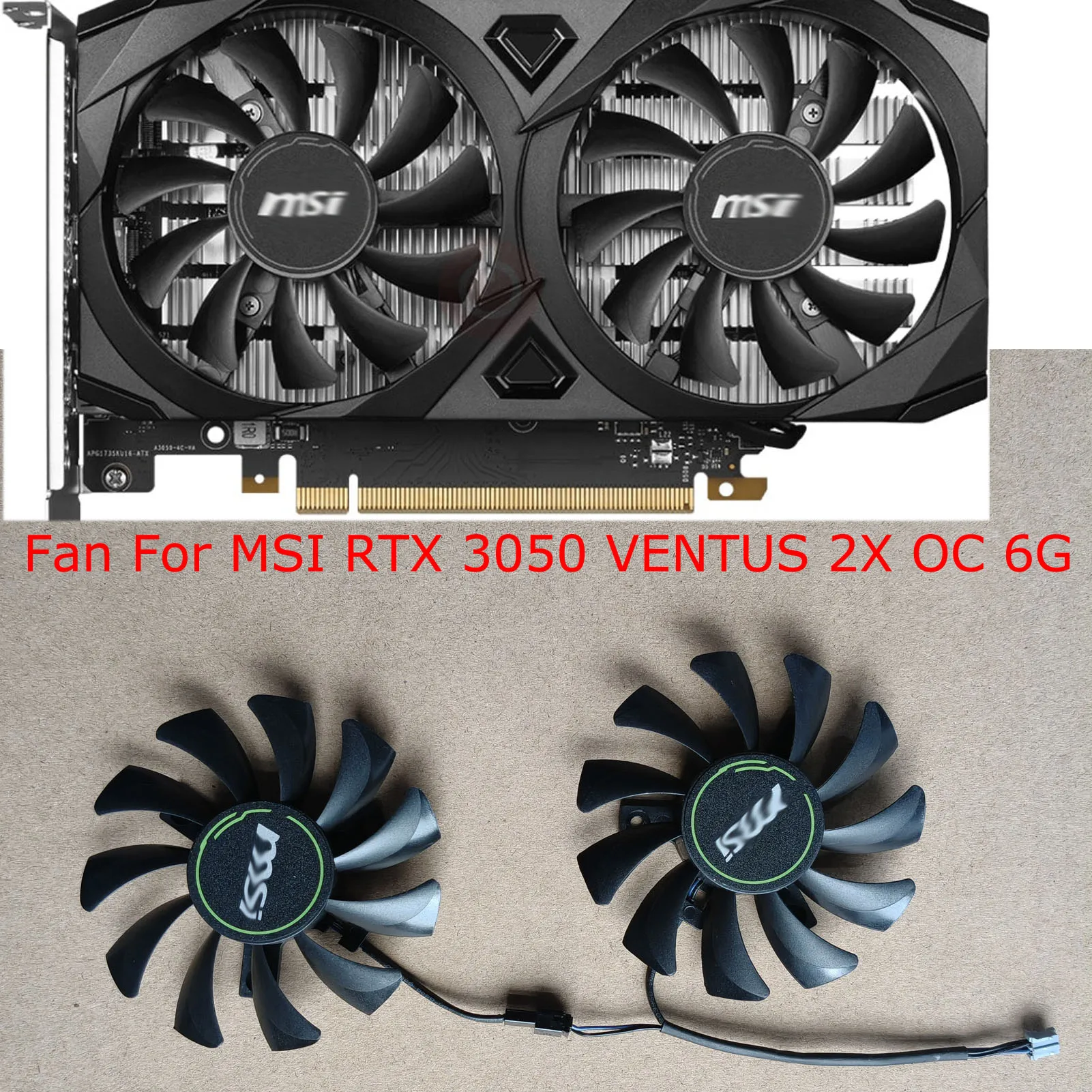 GPU Graphics Cooler,Video Cards Fan,For MSI RTX 3050 VENTUS 2X OC 6GB,For MSI RTX3050 VENTUS 2X 6G,2Pcs/Set,HA8010H12C-Z