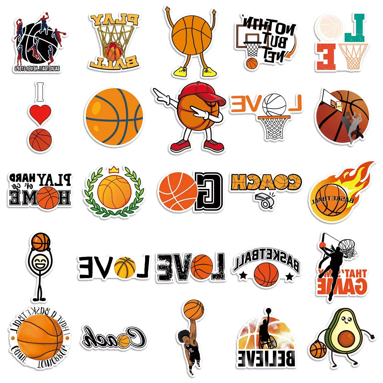 50 pçs dos desenhos animados basquete adesivo graffiti bagagem capacete carro guitarra diy personalizado adesivo de parede brinquedo decoração