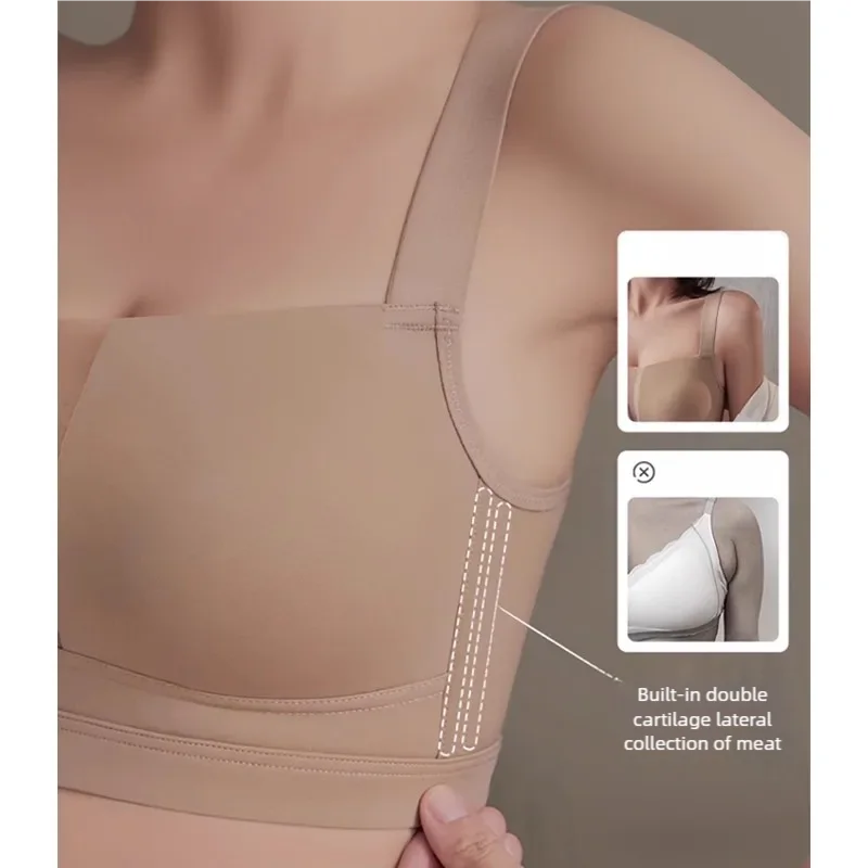 Soutien-gorge grande taille pour femmes, sous-vêtements froncés fins, sans anneau en acier, confortable, Anti-affaissement, Collection de seins latéraux, qualité supérieure