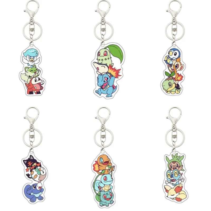 Llavero para fans de Pokémon Torchic, Charmander, Fennekin, Litten, regalos para fanáticos de anime y videojuegos, colgante de mochila de acrílico reciclado, decoración rara
