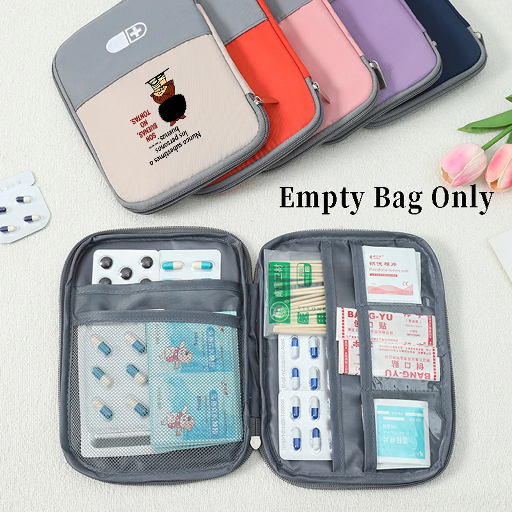 Portable Mafalda Cartoon Print First Aid Bag, Multi-compartmentMedicine Storage Pouch, Zipper Empty Bag Only, Lightweight Emerg