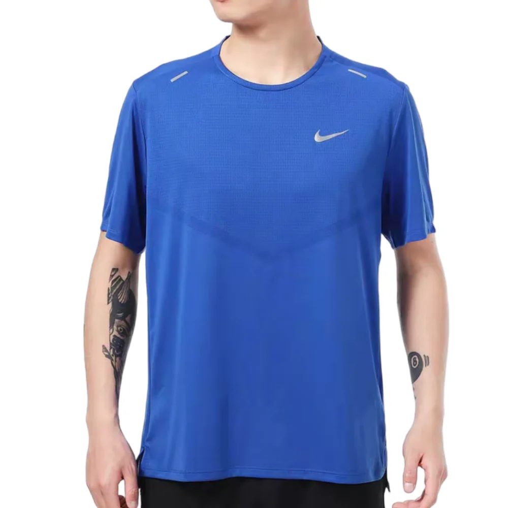 Nike Dri-Fit Rise 365 Running, Breathable, Quick-Dry, Casual, Sports, “Dopamine” Short-Sleeve T-Shirt for Men, Blue CZ9185-481