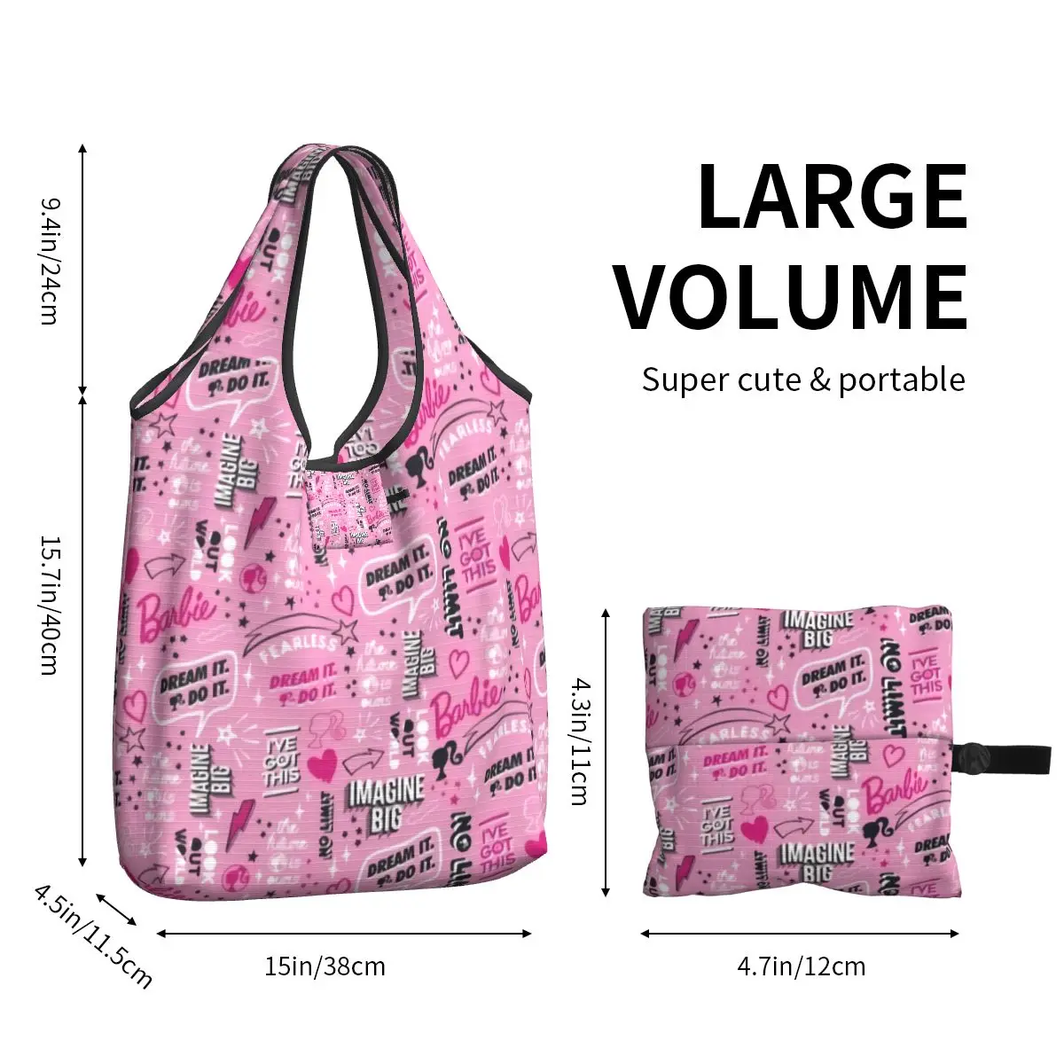 Custom Barbies Doll Dream Grocery Shopping Tote Bags Women Custom Shoulder Shopper Bag Big Capacity Handbags