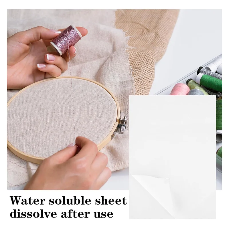 Papel de bordado A52T Stick & Stitch para bordado, transferencia de bordado disuelta para transferir patrones de bordado, 12 unidades
