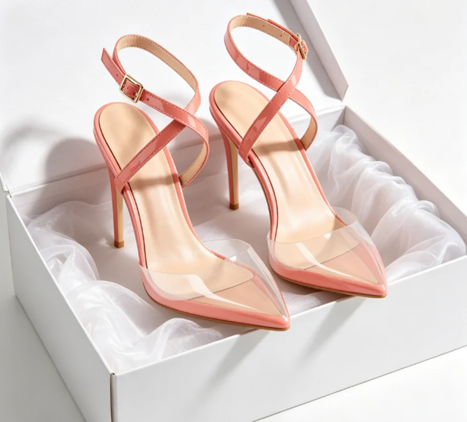 Slingback Cross Sandals Ponited Toe Ankle Strap Thin High Heels Dress Shoes Bandage Straps Pointed Toe Pumps Stilettos Party