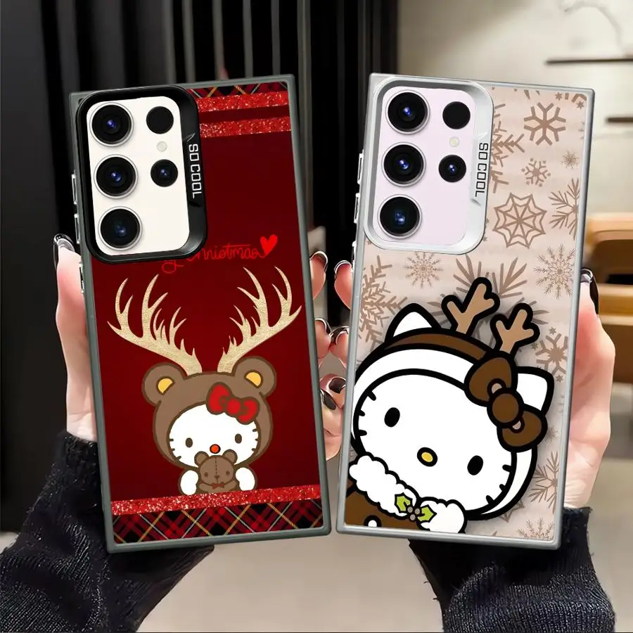 เคสโทรศัพท์มือถือสำหรับ Samsung Galaxy S24 FE S22 S25 Note 20 Ultra S23 S21 S20 Plus S23 Sanrio ลายคริสต์มาสกวางเรนเดียร์