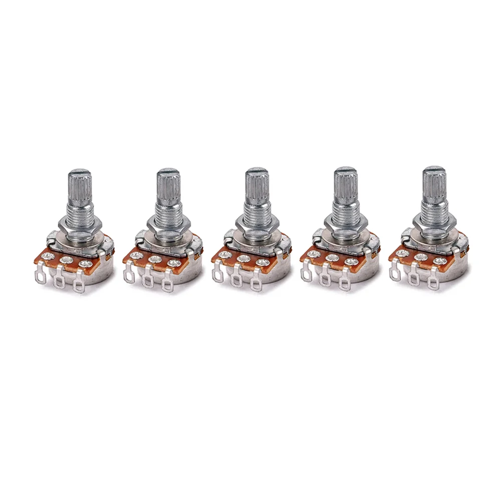 

5pcs B10k Full Size Bass Pots Potentiometer Long Knurled Split Shaft Audio Taper Low Friction for Guitar Bass