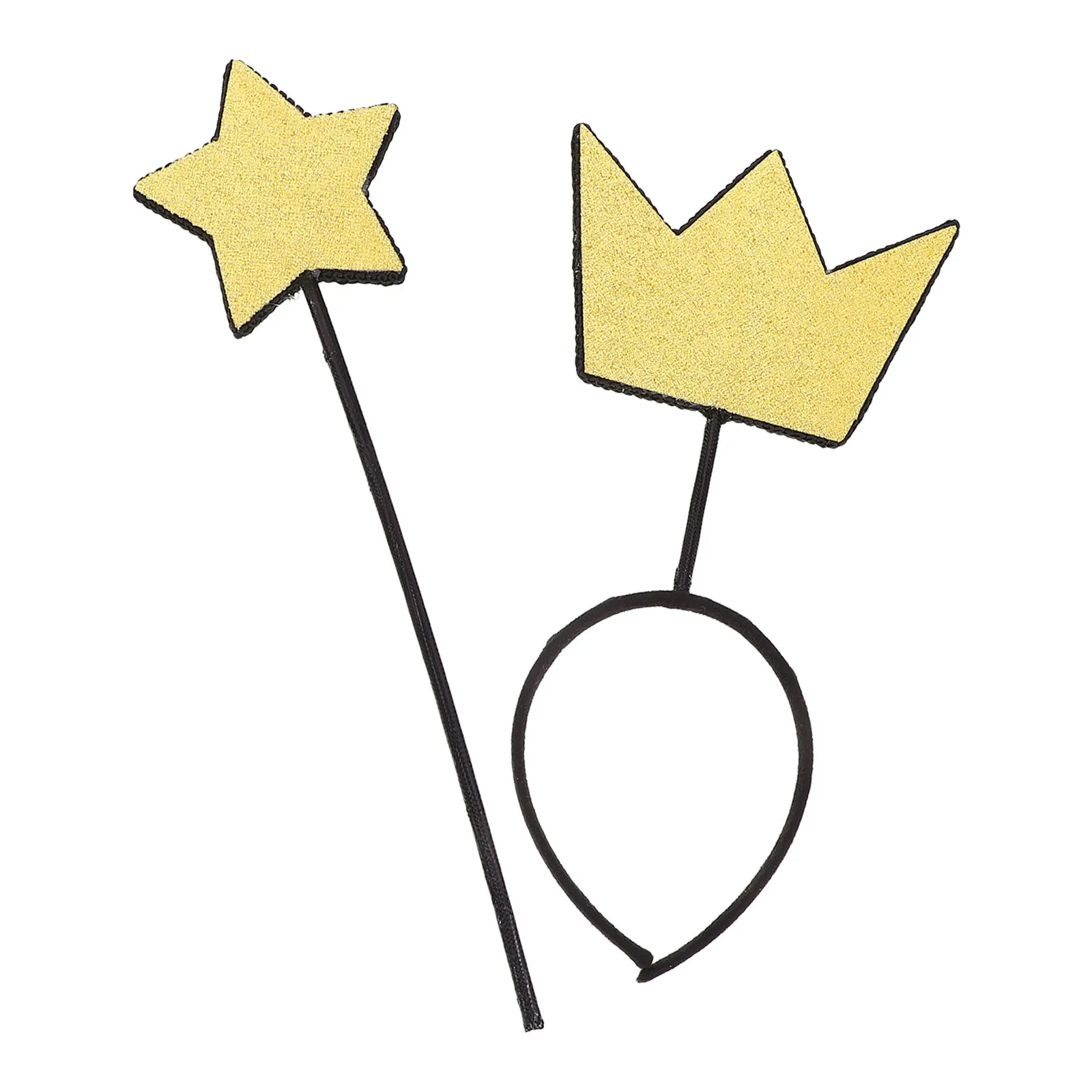 

Fairy Wand and Crown Headband Star Tiara Elastic Fit for Halloween Birthday Dress Up Party Festival Accessories