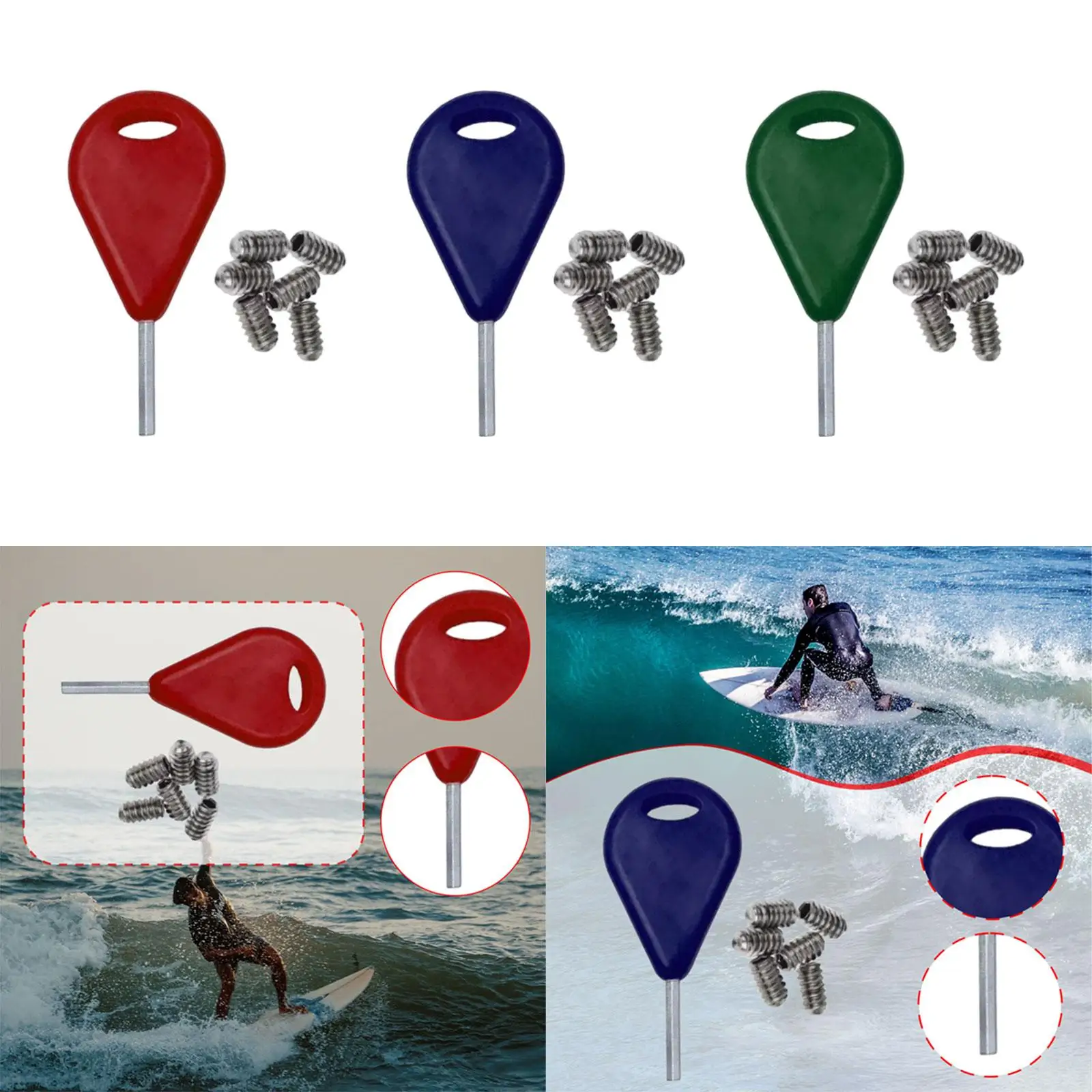 Accesorio de repuesto para llave de aleta de Surf, Universal, fácil de usar para deportes acuáticos, Metal con mango de tornillo sin cabeza, llave para aleta de tabla de Surf