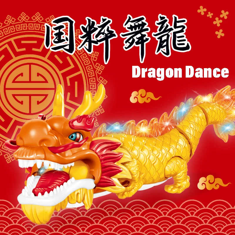 

Children's Electric Dancing Dragon Chinese Dinosaur Model with Lights Music Universal Walking Kids Interactive Toys Xmas Gifts