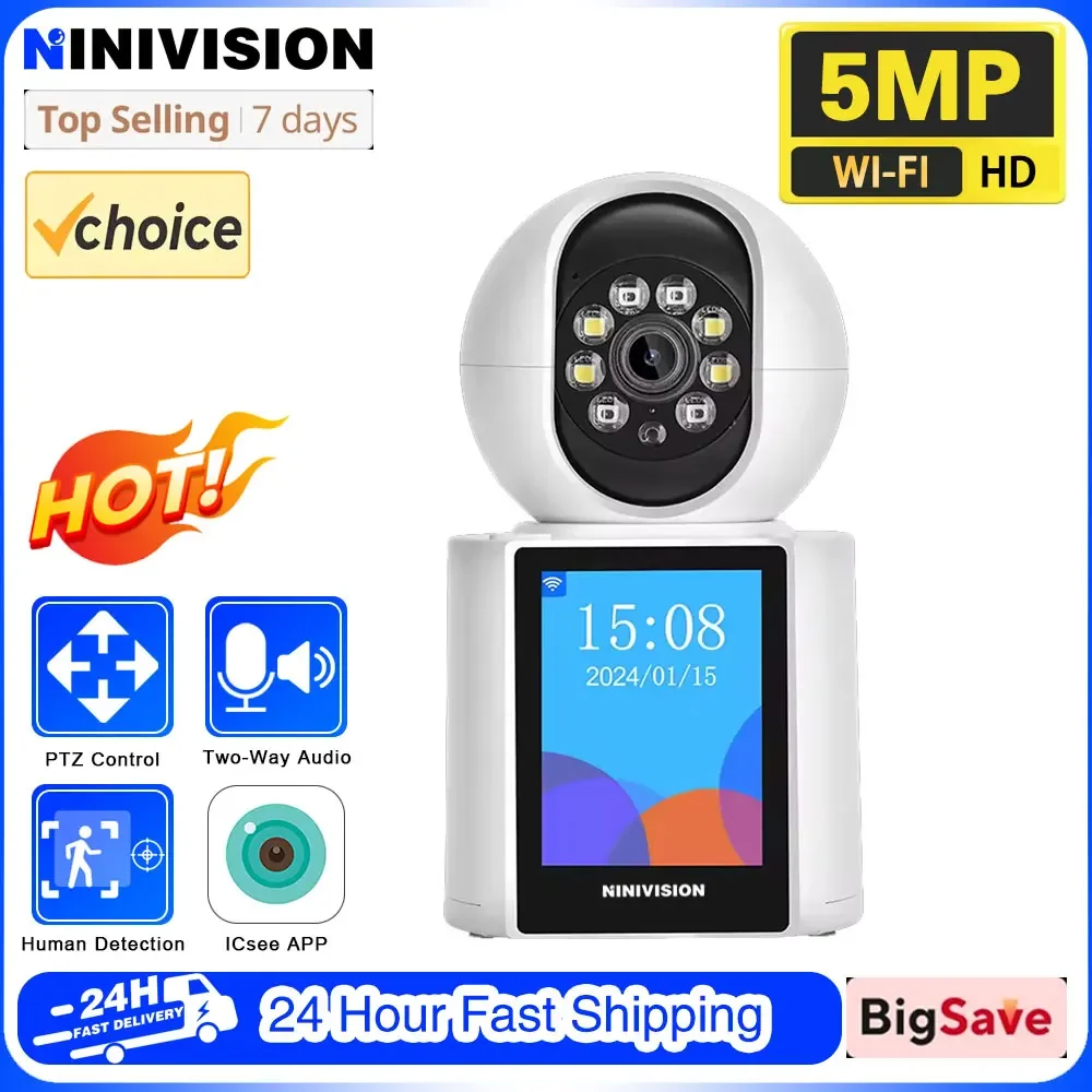 

5MP Video Intercom Camera Baby Monitor 2.8inch Screen Smart Home Wifi Cameras Auto Tracking CCTV Cam ICSEE