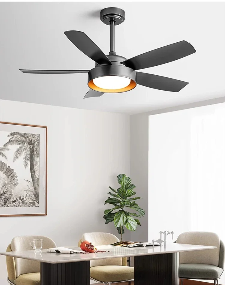 42/52 Inch Restaurant Fan 5 ABS Blades Pure Copper DC Motor Ceiling Fan with LED Light Support Remote Control