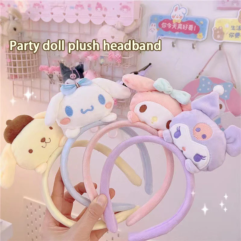 Новинка Sanrio Kawaii мультфильм повязка Мелодия коричная повязка для мытья лица милый головной убор Kuromi детская шпилька для волос аксессуары для девочек