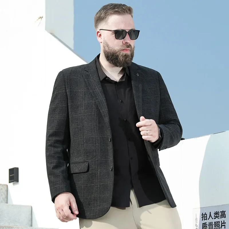 New Arrival Fashion Suepr Oversized Men's Checkered Casual Jacket Men's Formal Suit Plus Size XL 2XL 3XL 4XL 5XL 6XL 7XL