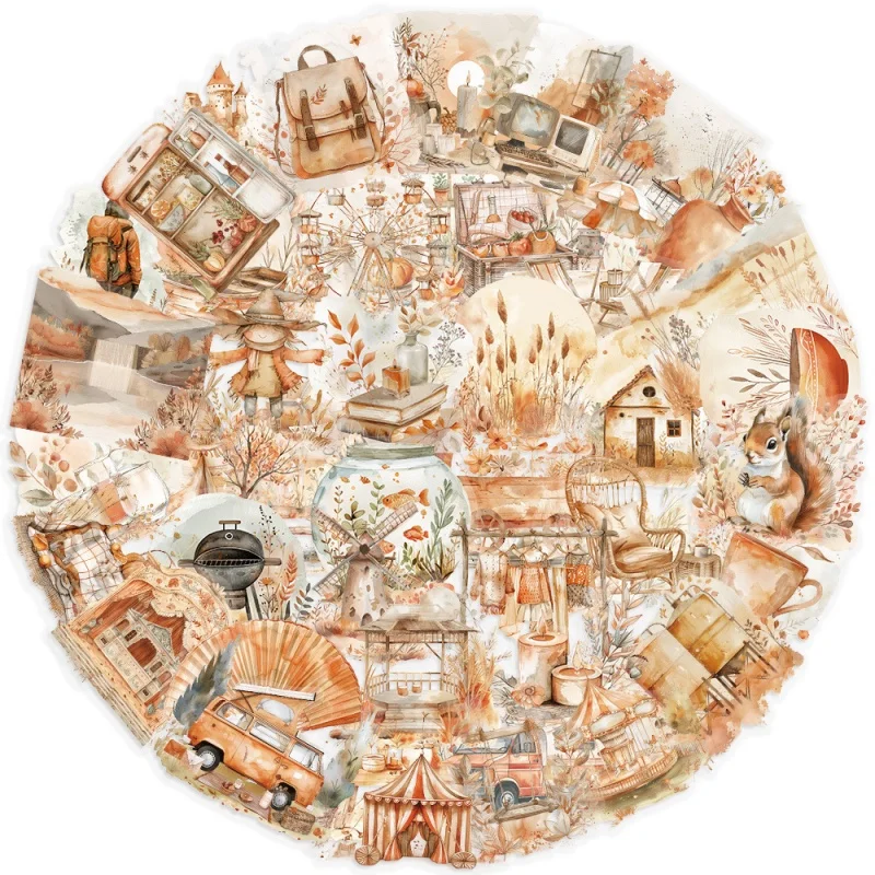 50 ورقة في كل عبوة، ملصقات فنية بمشبك ألوان مائية، مادة الحيوانات الأليفة، ملصقات مقاومة للماء، ملصقات تزيين للهاتف المحمول