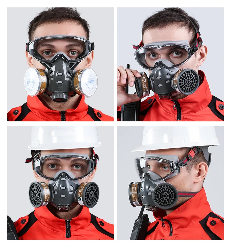 Anti-Volcanic Ash New Gas Respirator Safety Glasses Dust Mask Self Dual Filtering  For Spraying Painting Polishing Work Safety