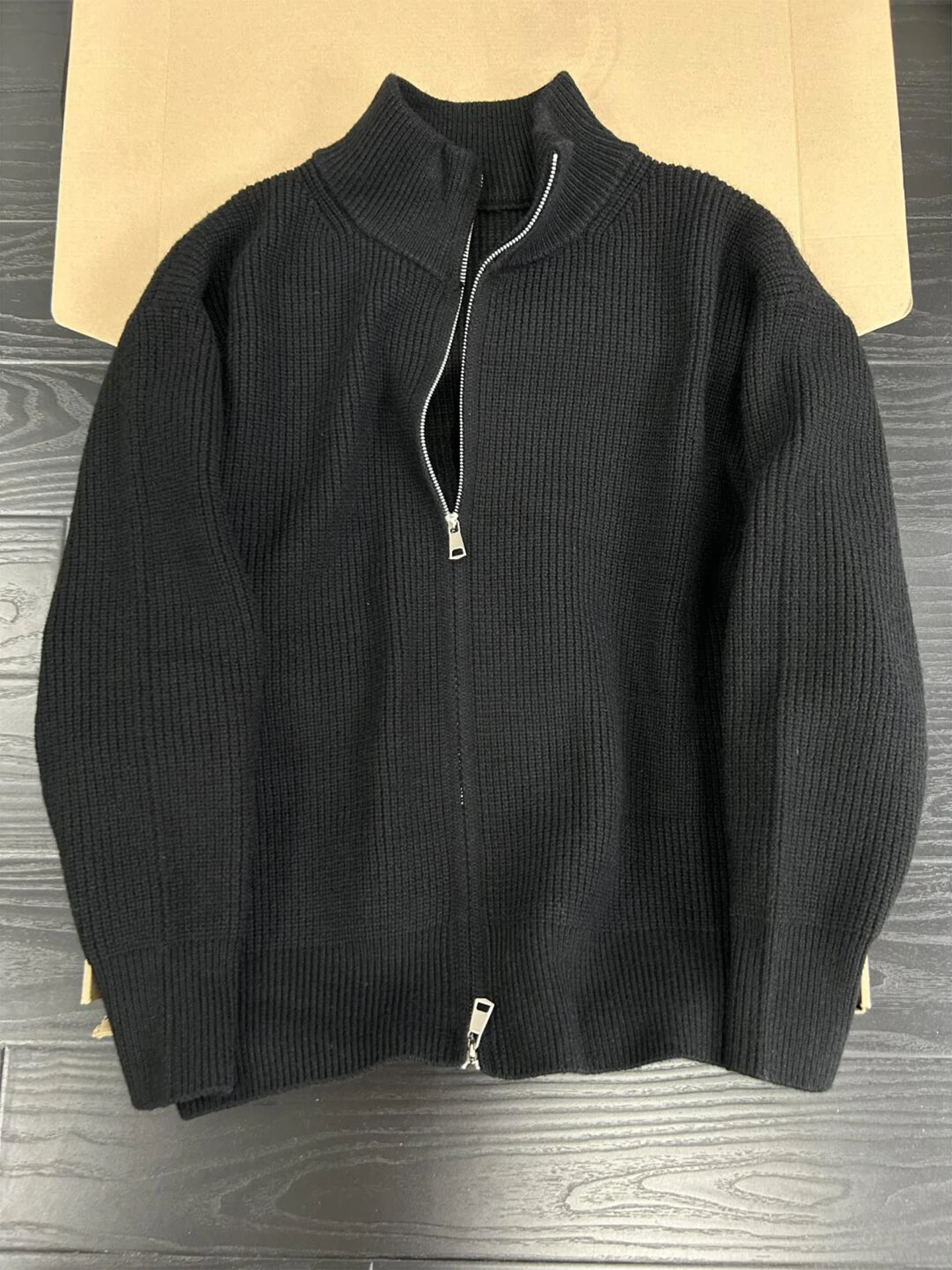 

Мужской кардиган Cleanfit Bla с воротником-стойкой, на двойной молнии, вязаный, осенний, повседневный, в стиле кэжуал, премиум-класса