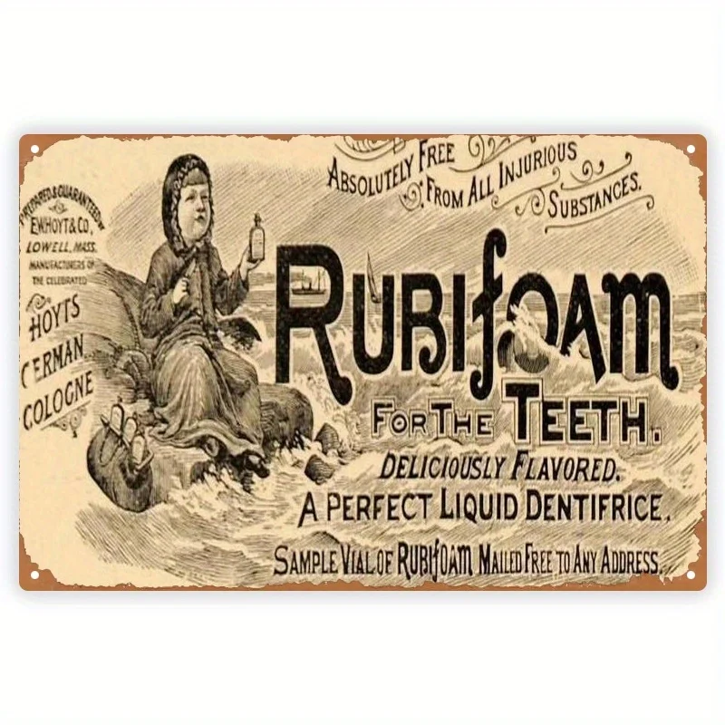 Letrero Metálico Estilo Retro de la Pasta Dental Ruby Foam - Decoración Rústica Vintage con Acabado Desgastado, Adorno de Hierro Reutilizable