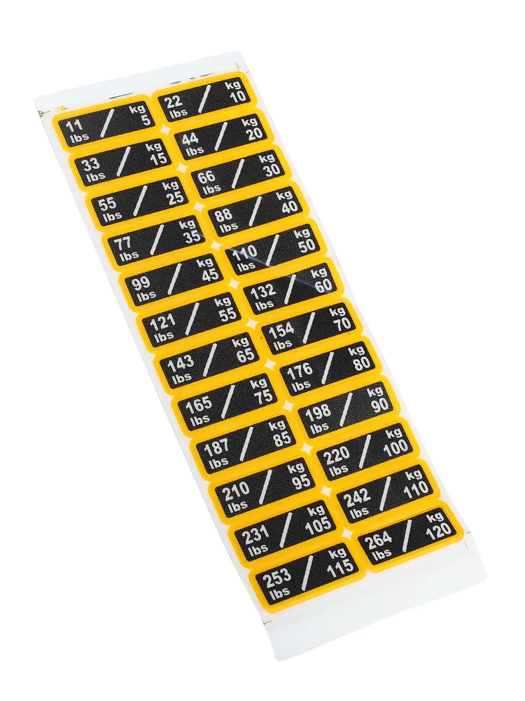 Weight Identification Stickers for Fitness Machines Help Users Identify Weights Quickly and Safely During For Workouts