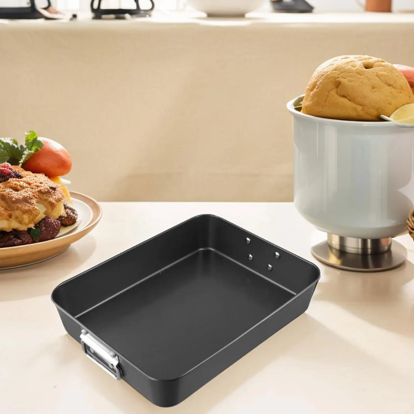 

Ergonomic Handle Pan Non-Stick Roasting Pan Perfect For Holiday Cooking Comfortable Grip Easy Clean Non-stick Roasting Pan