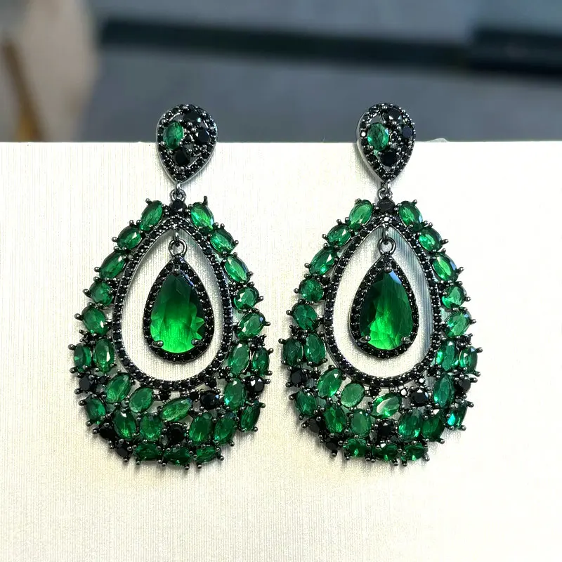 

Bilincolor Vingtage Green Waterdrop Earring for Women