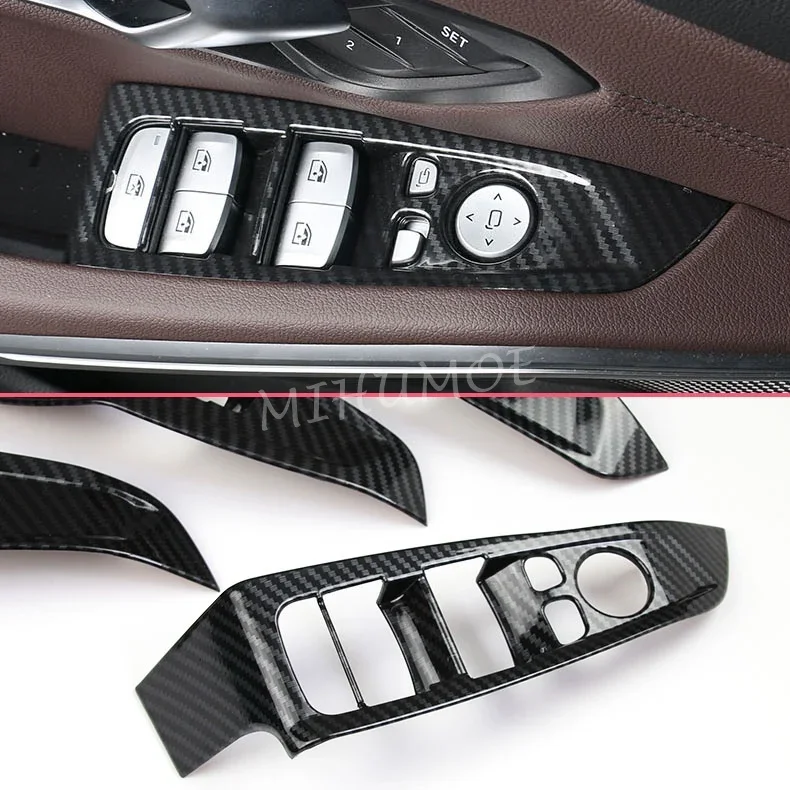 For BMW 3-Series G20 Sedan G21 Wagon 2019 2020 2021 2022 LHD Carbon Fiber Interior Side Window Switch Panel Cover Trims