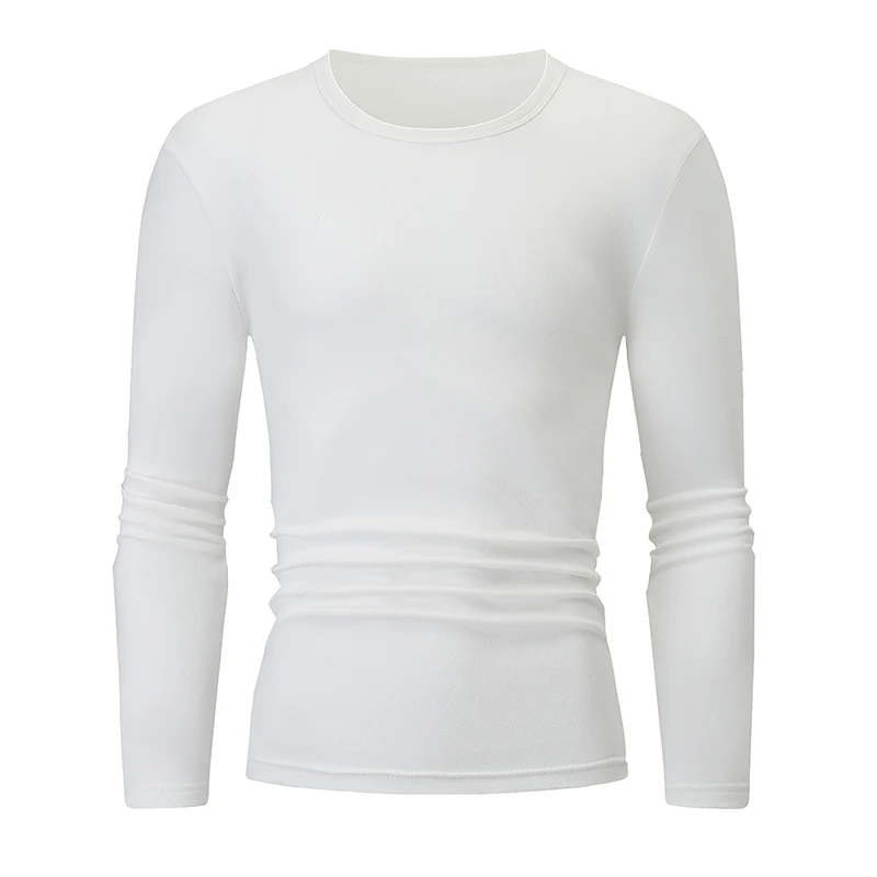 1/2/4 قطعة مجموعة من الخريف/الشتاء الرجال والمراهقين ملابس داخلية دافئة غير رسمية مجموعة مريحة الرياضة طويلة الأكمام قاعدة سميكة قميص #4