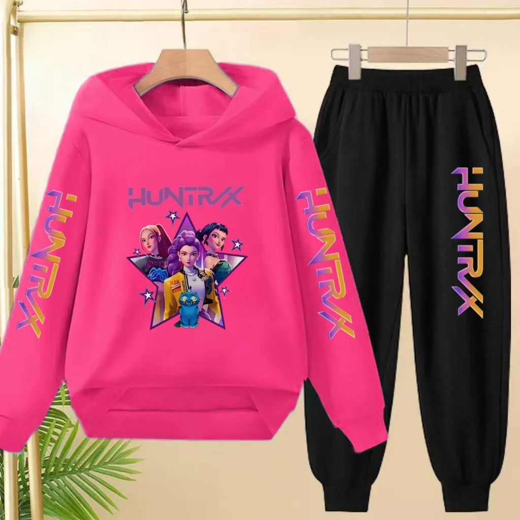

Kids Popular Hoodie Golden Korean Wave Girl Group Cartoon Sweatshirts+Pants Boys Girls Sports Top 3-12Yrs Pretty Girl Casual Set